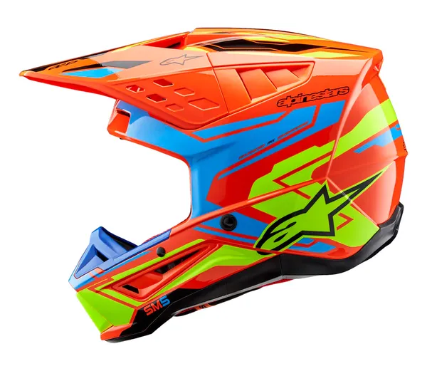 Helma na motokros Alpinestars SM5 Action 2 orange fluo/cyan/yellow fluo — obrázek 5