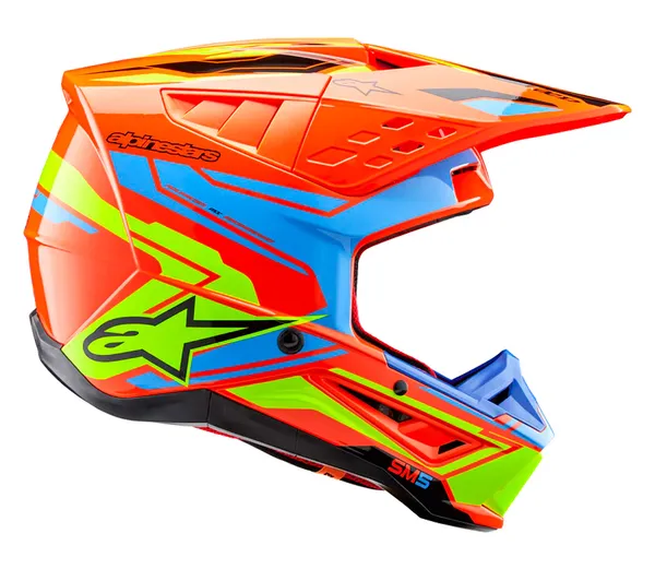 Helma na motokros Alpinestars SM5 Action 2 orange fluo/cyan/yellow fluo — obrázek 7